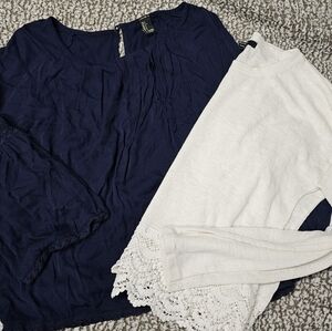 Forever 21 Navy & White Blouses